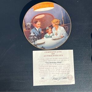 ☀️ 3/$30 Norman Rockwell Collectors Plate by Knowles “The Birthday Wish”